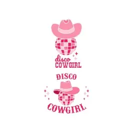 Disco Cowgirl with Cowboy Hat and Mirror Disco Ball SVG Cuttable Designs