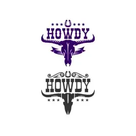 Western Howdy Bull Skull SVG Cuttable Designs