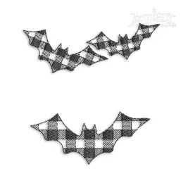 Plaid Halloween Bat Silhouette Embroidery Design