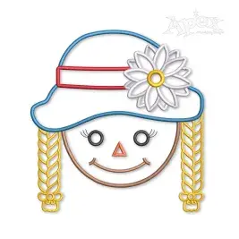 Scarecrow Girl Applique Embroidery Design