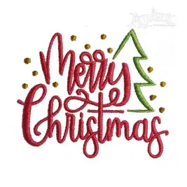 Snowy Merry Christmas Tree Embroidery Design