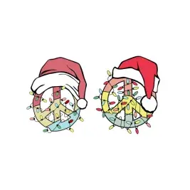 Christmas Hippie Peace Festive Sign SVG Cuttable Designs