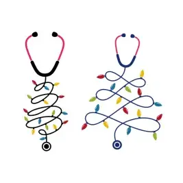 Christmas Tree Stethoscope Nurse Bulb String SVG Cuttable Designs