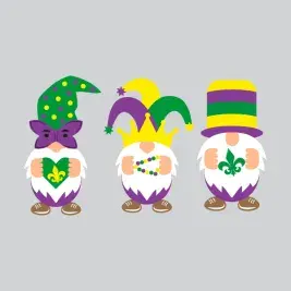 Mardi Gras Gnomes Pack SVG Cuttable Designs