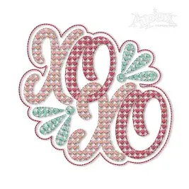 Valentine XOXO Heart Embroidery Design