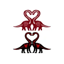 Couple Enamored Heart Dinosaur Dino SVG Cuttable Designs
