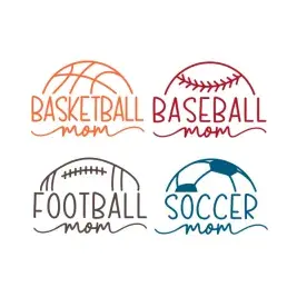 Ball Sports Mom SVG Basketball Baseball Soccer Football