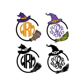 Halloween Witch Hat Monogram Frame SVG