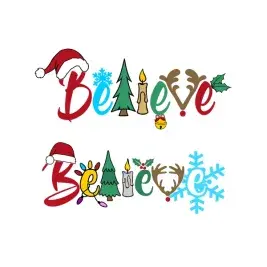 Christmas Believe Word Art SVG Cut File Vector Cuttable Designs