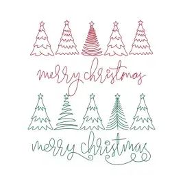 Merry Christmas Trees Line Art SVG Cuttable Design