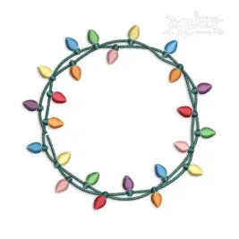 Christmas Light String Circle Machine Embroidery Design