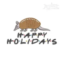 Happy Holidays Armadillo Machine Embroidery Design