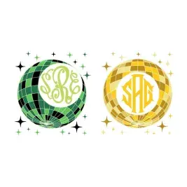 Disco Ball Monogram Frame SVG Vector Cut File