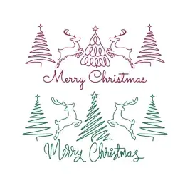 Merry Christmas Jumping Reindeers Line Art SVG Vector File