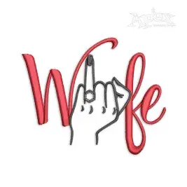 Wife Wedding Ring Finger Machine Embroidery Design