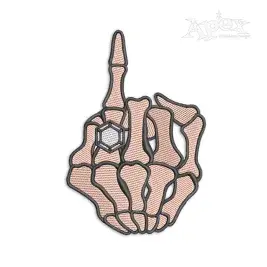 Engaged Married Ring Finger Skeleton Hand Machine Embroidery Design