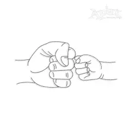 Hands Fists Parents Child Quick Running Run Stitch Machine Embroidery Design - Father and Son Daughter
