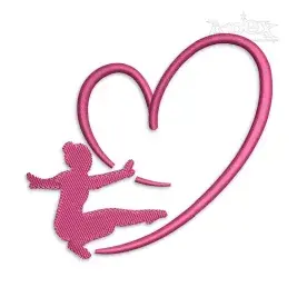 Gymnastics Silhouette Heart Machine Embroidery Design