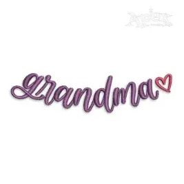 Grandma Heart Machine Embroidery Design Curved Text Word Art