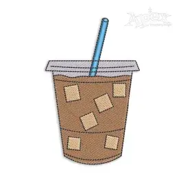 Take-Away Iced Coffee Machine Embroidery Design Americano Cup