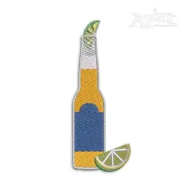 Beer Bottle with Lime Slices Machine Embroidery Design Sewing Pattern