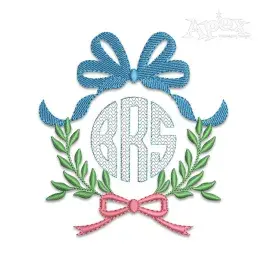 Ribbon Bow Laurel Wreath Monogram Frame