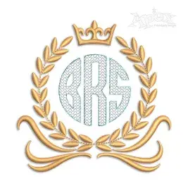 Crown Laurel Wreath Frame Machine Embroidery Design
