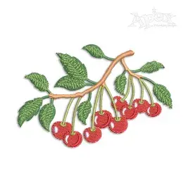 Branch of Cherries Fruit Machine Embroidery Design