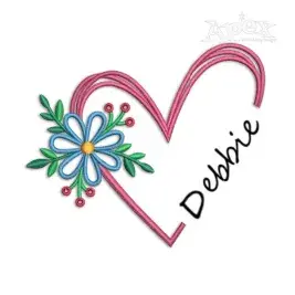 Heart Custom Name Embroidery Frame with Flowers 