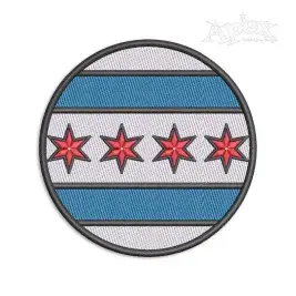 Flag of Chicago City Illinois Machine Embroidery Design