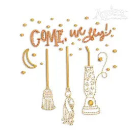 Come We Fly Broomsticks Machine Embroidery Design by Apex