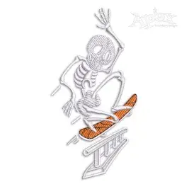Halloween Skeleton Skating Skater Machine Embroidery Design