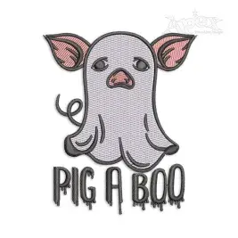 Pig a Boo Halloween Peek a Boo Pig Ghost Machine Embroidery Design