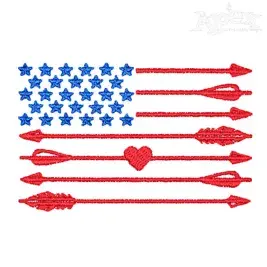USA American Flag Embroidery Design with Arrow