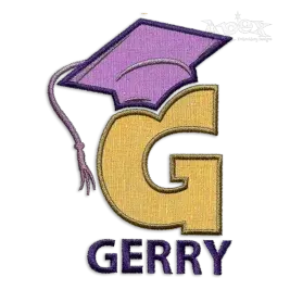Graduation Cap Embroidery Font letter G - name Gerry