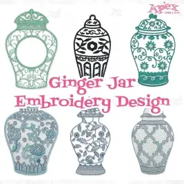 Ginger Jar Embroidery Design Thumbnail