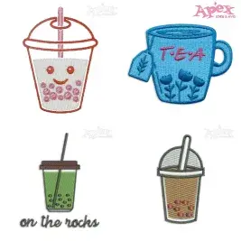 Boba Bubble Tea Embroidery Designs Bundle thumbnail