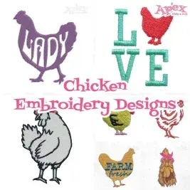 chicken thumbnail embroidery design bundle
