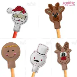 Christmas Pencil Topper ITH Embroidery Designs Bundle thumbnail