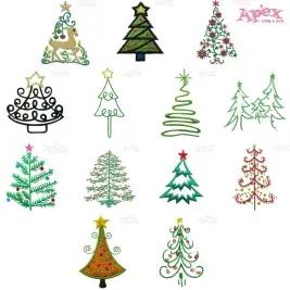 Christmas Tree Embroidery Designs Bundle thumbnail