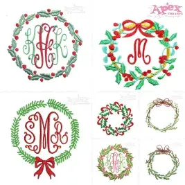 Christmas Wreath Embroidery Designs Bundle thumbnail