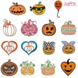Halloween Pumpkin Embroidery Designs Bundle thumbnail