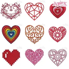 Heart Shaped Embroidery Designs Bundle thumbnail