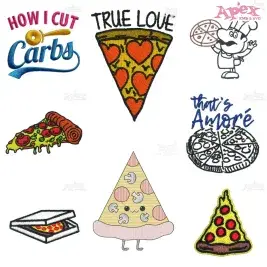 Pizza Embroidery Designs Bundle thumbnail