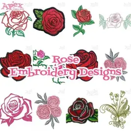 rose embroidery designs thumbnail bundle