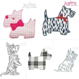 Scottish Terrier Dog Embroidery Designs Bundle thumbnail