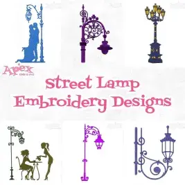 street lamp embroidery design bundle thumbnail