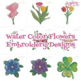 watercolor flowers embroidery design thumbnail bundle