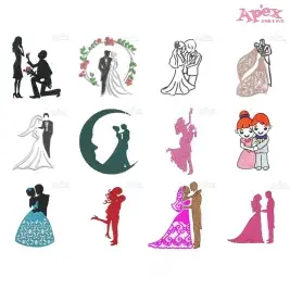 Wedding Couple Embroidery Designs Bundle thumbnail
