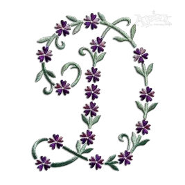 Forget-Me-Not Flowers Embroidery Fonts Letter D